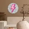 Bliksem - Roze - Stippen Wandcirkel kunststof plaat 5mm dik klein -sfeer1