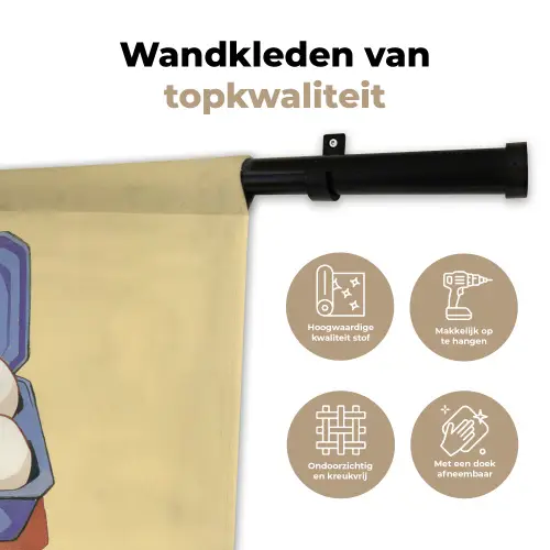 Eieren - Doos - Minimalistisch - Blauw Wandkleed katoen klein -sfeer2