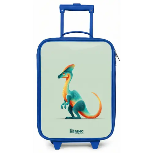 Elegante dino met kam Kinderkoffer - Blauw klein -zz3dotto