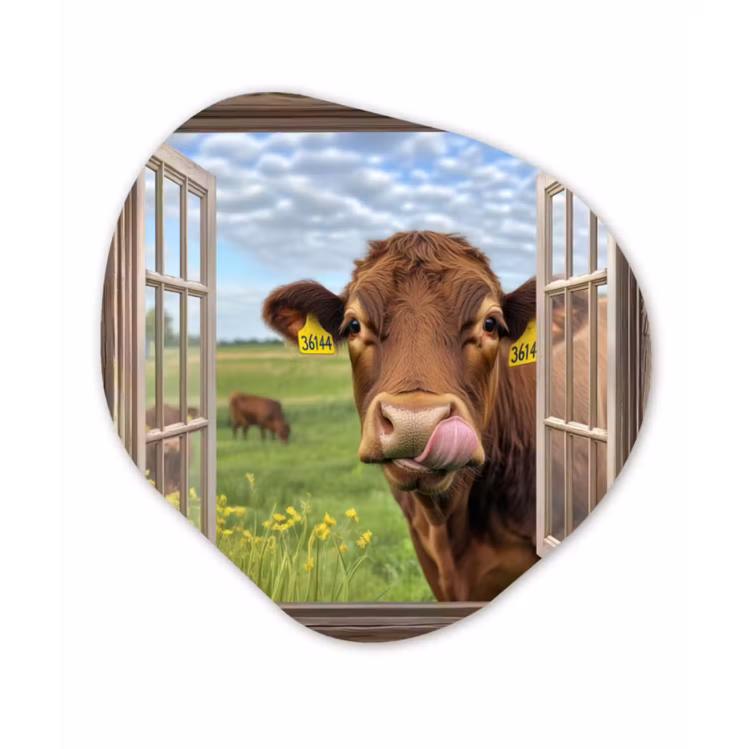 Organisch schilderij - Glas - Doorkijk - Koe - Weiland - Landschap - Dieren
