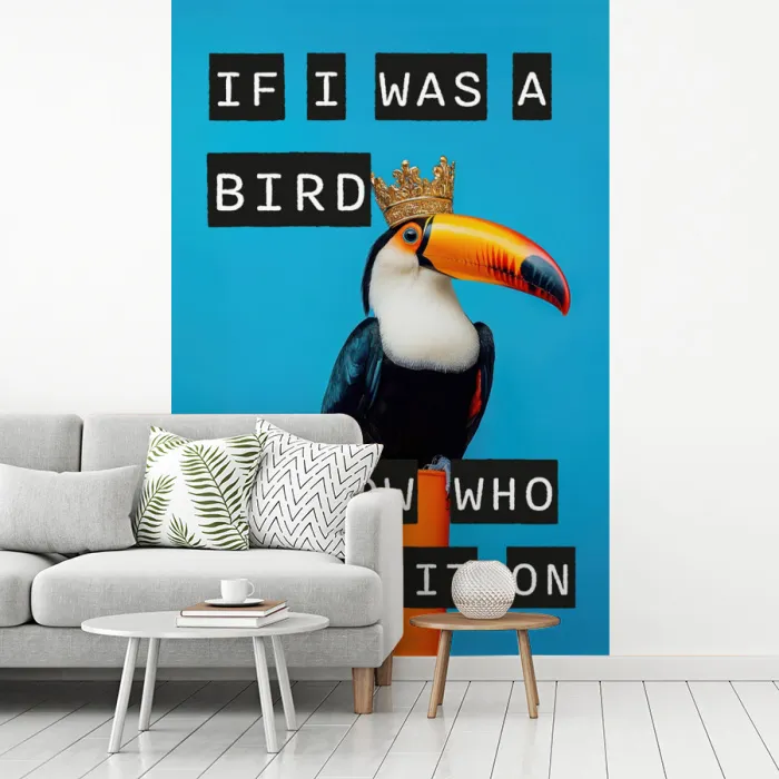 Vogel - Toekan - Blauw - Quotes fotobehang vinyl groot -woonkamer