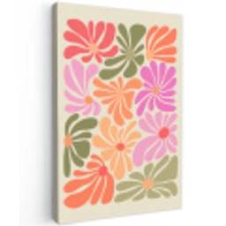 Bloemvormen - Retro - Kleurrijk Tuinposter op houten frame 2 cm dik klein -3d