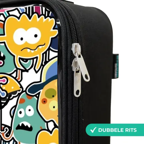 Beestjes met Grote Oogjes Kinderkoffer - Zwart klein -rits_NL