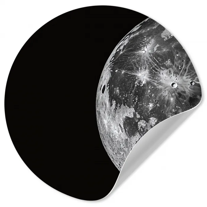 Close-up - Maan - Wit - Textuur Wandcirkel behangsticker klein -3d