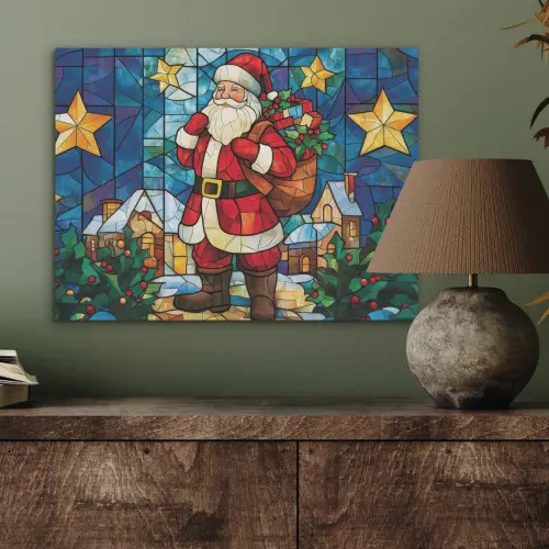 Kerstman - Glas - Kleurrijk PET vilt klein -sfeer2