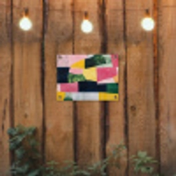 Abstract - Roze - Lappen - Vormen - Geel tuinposter los doek klein -sfeer1