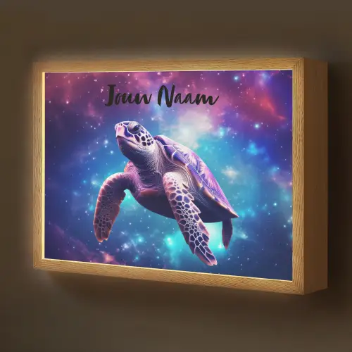 Schildpad - Dier - Galaxy - Ruimte Light Box met batterij (Wandlamp kind) middel -z3d_website
