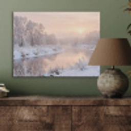 Rivier - Winter - Landschap - Sneeuw - Zonsopgang PET vilt klein -sfeer2