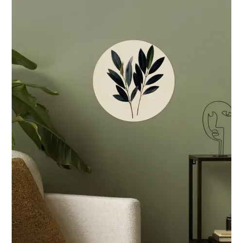 Ovaalvormige bladeren - Diep groen - Symmetrisch Wandcirkel behangsticker klein -sfeer2