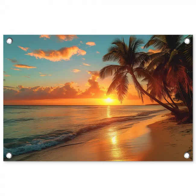 Strandzonsondergang in de Tropen tuinposter los doek klein -3d