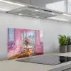 Pink - City - Bloemen keuken achterwand spatscherm klein -3d_schuin