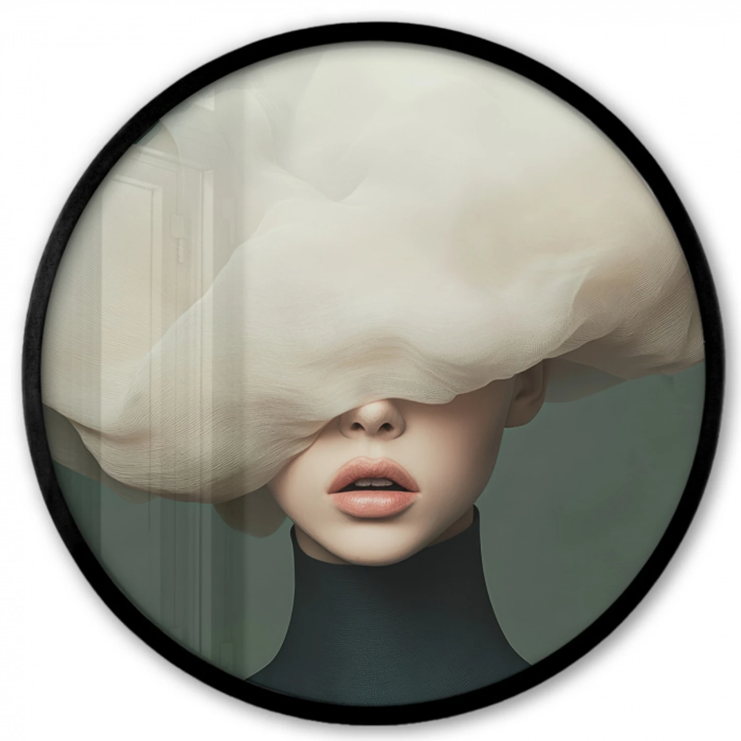 Hoed - Vrouw - Beige Fotolijst rond zonder passe partout klein -3d