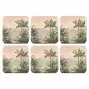 Tropisch landschap - palmbomen - Bloemen - Roze lucht onderzetter kurk middel -3d