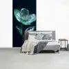 Bladeren - Bloem - Glazen - Donkerblauw fotobehang vinyl groot -slaapkamer