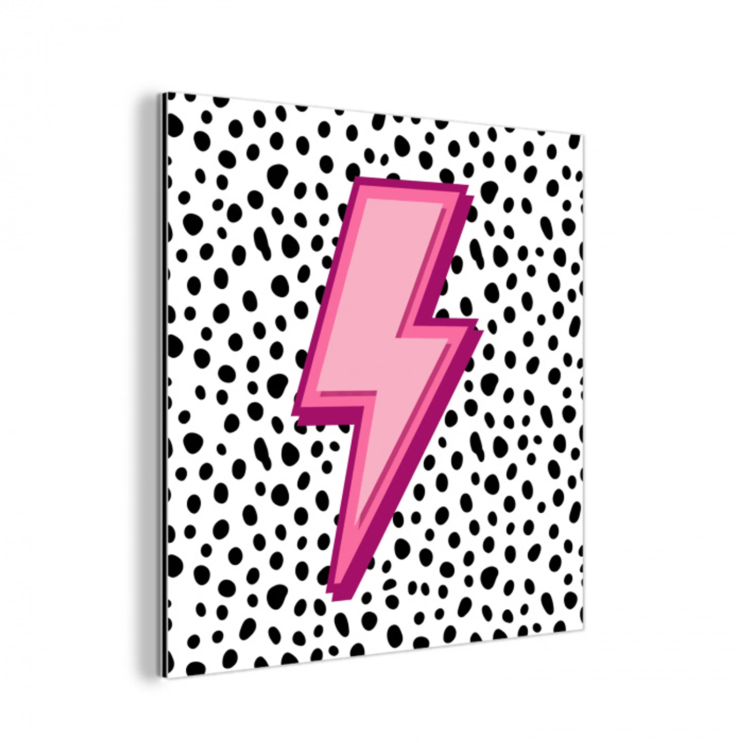 Bliksem - Roze - Stippen aluminium wit klein -3d