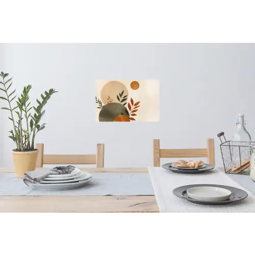 Vormen - Rond - Bladeren - Beige Muursticker klein -eettafel