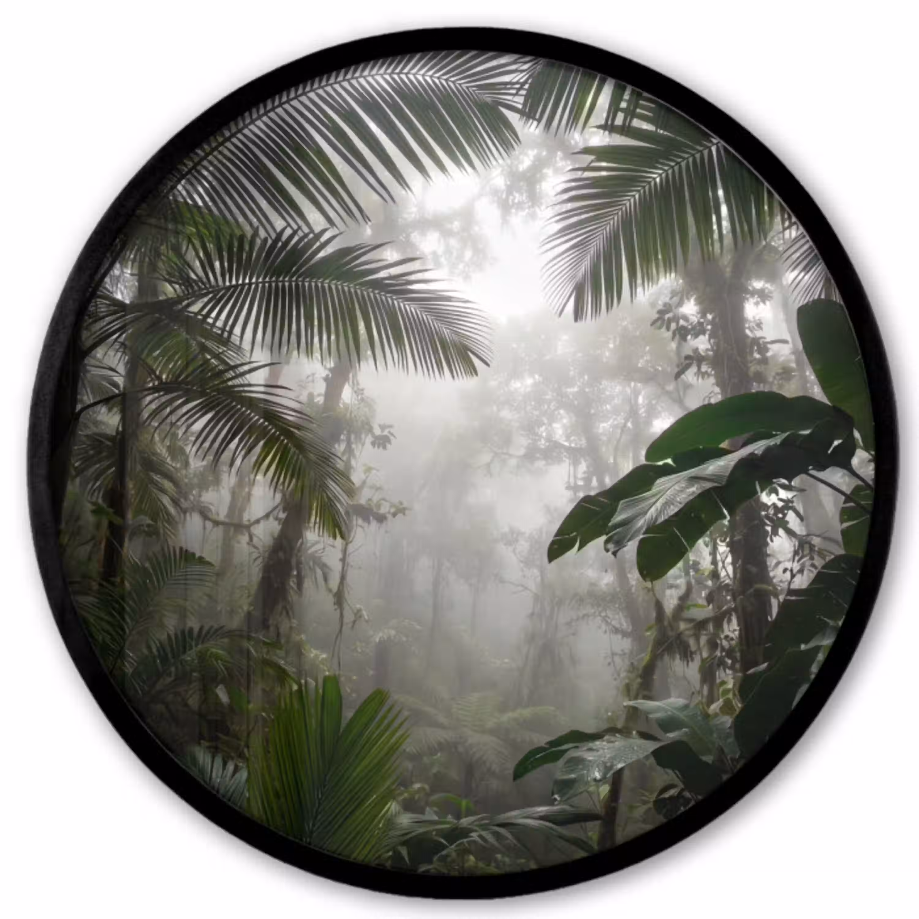 Natuur - Jungle - Mist - Groen - Bladeren Fotolijst rond zonder passe partout klein -3d