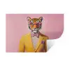 Tijger - Bril - Geel - Jasje Muursticker klein -3d