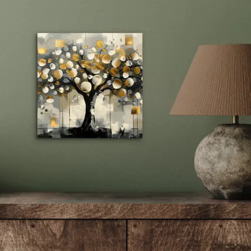 Boom - Abstract - Beige - Goud - Zwart aluminium wit klein -sfeer2