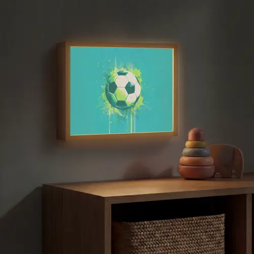 Voetbal - Abstract - Verfspatten - Groen Light Box met batterij (Wandlamp kind) middel -sfeer5_kind