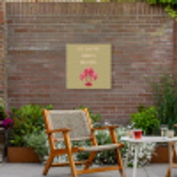 Groen - Zomer - Quote - Palmboom Tuinposter op houten frame 2 cm dik middel -sfeer3