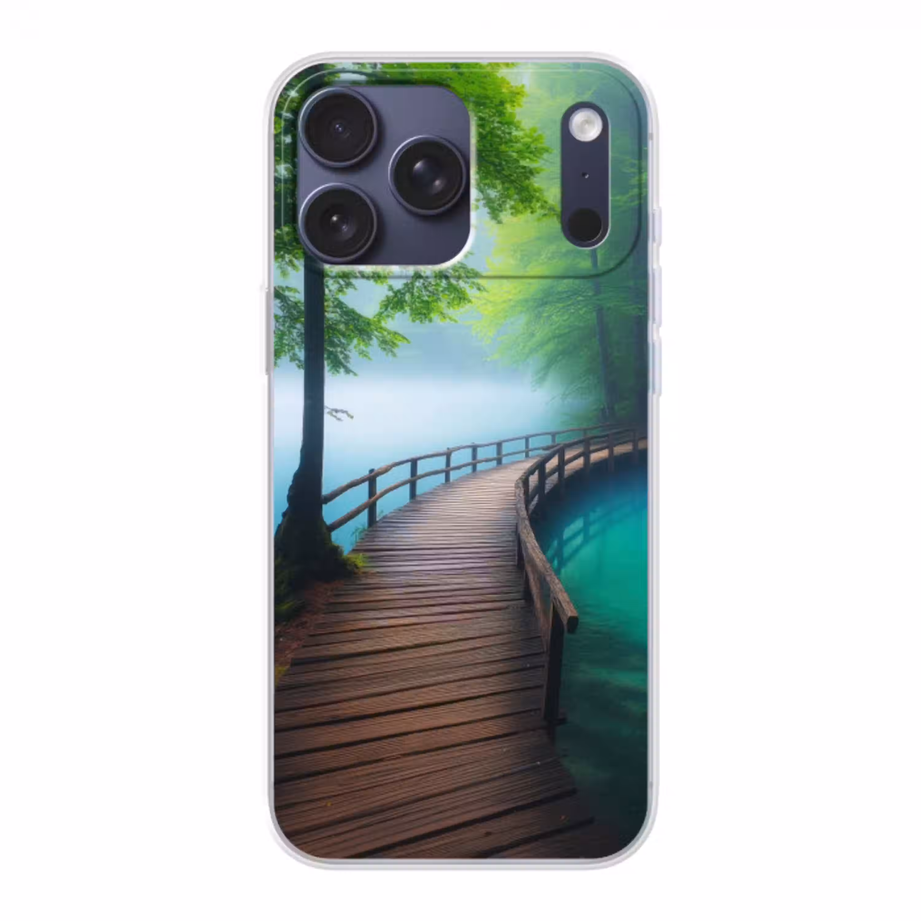 Brug - Water - Rivier - Bos Telefoonhoesje iPhone 17 Pro Max klein -3d