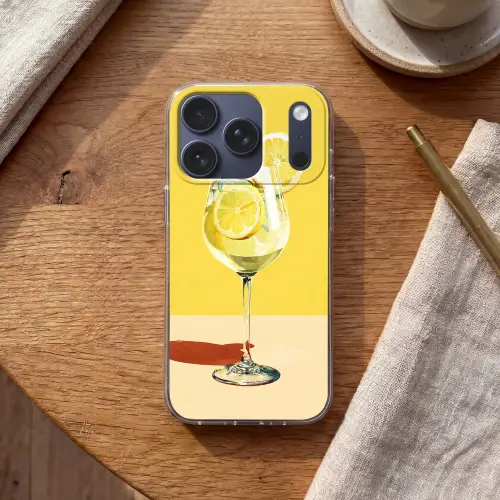 Wijnglas - Citroen - Geel - Minimalistisch Telefoonhoesje iPhone 17 Pro klein -sfeer1