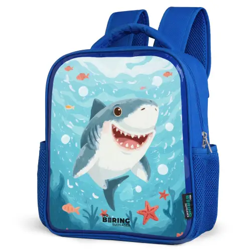 Haai - Water - Zee Kinderrugzak - Blauw middel -schuin