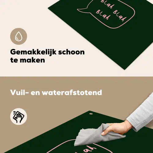 Tekstwolkje - Donkergroen - BLAH BLAH BLAH Inductie beschemer met haakjes klein -ky-schoon-nl