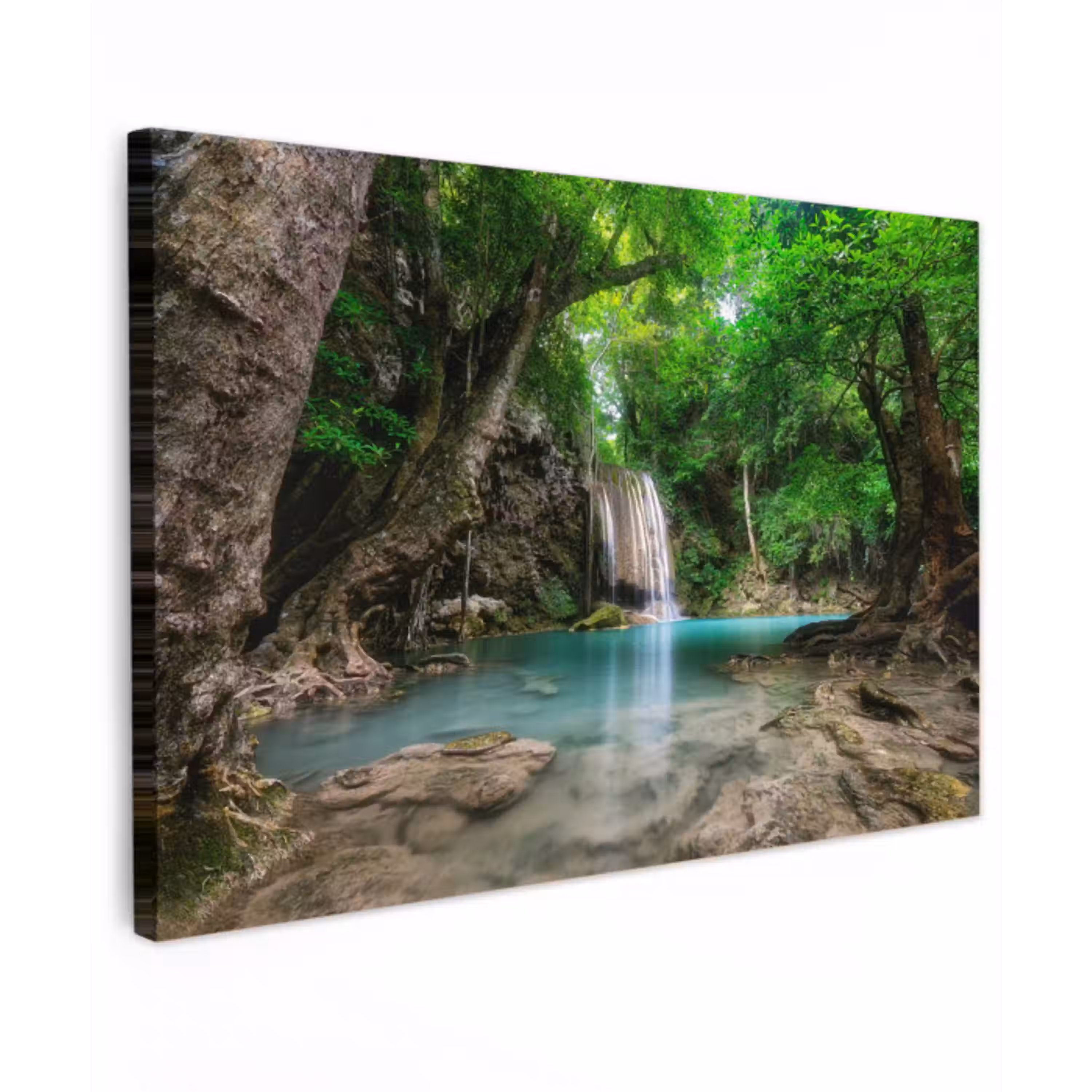 Jungle - Waterval - Planten - Water - Natuur Tuinposter op houten frame 2 cm dik klein -3d