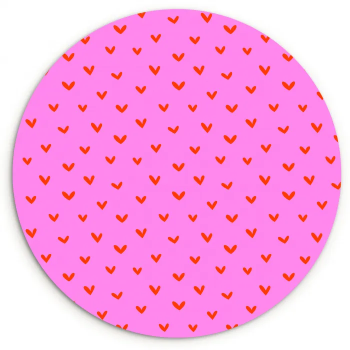 Rood -  Hartjes - Roze - Patroon Wandcirkel plexiglas klein 852 -3d