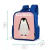 Pinguïn - Stippen - Roze - Minimalistisch Kinderrugzak - Blauw middel -productfoto_formaten