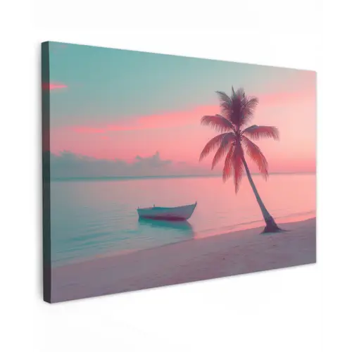 Zee - Boot - Zonsondergang Tuinposter op houten frame 2 cm dik klein -3d