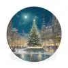 Kerstnacht - Stadsplein - Meerkleurig Wandcirkel aluminium klein -3d