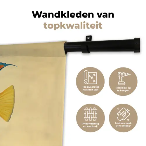 Vis - Vinnen - Blauw - Ogen Wandkleed katoen klein -sfeer2