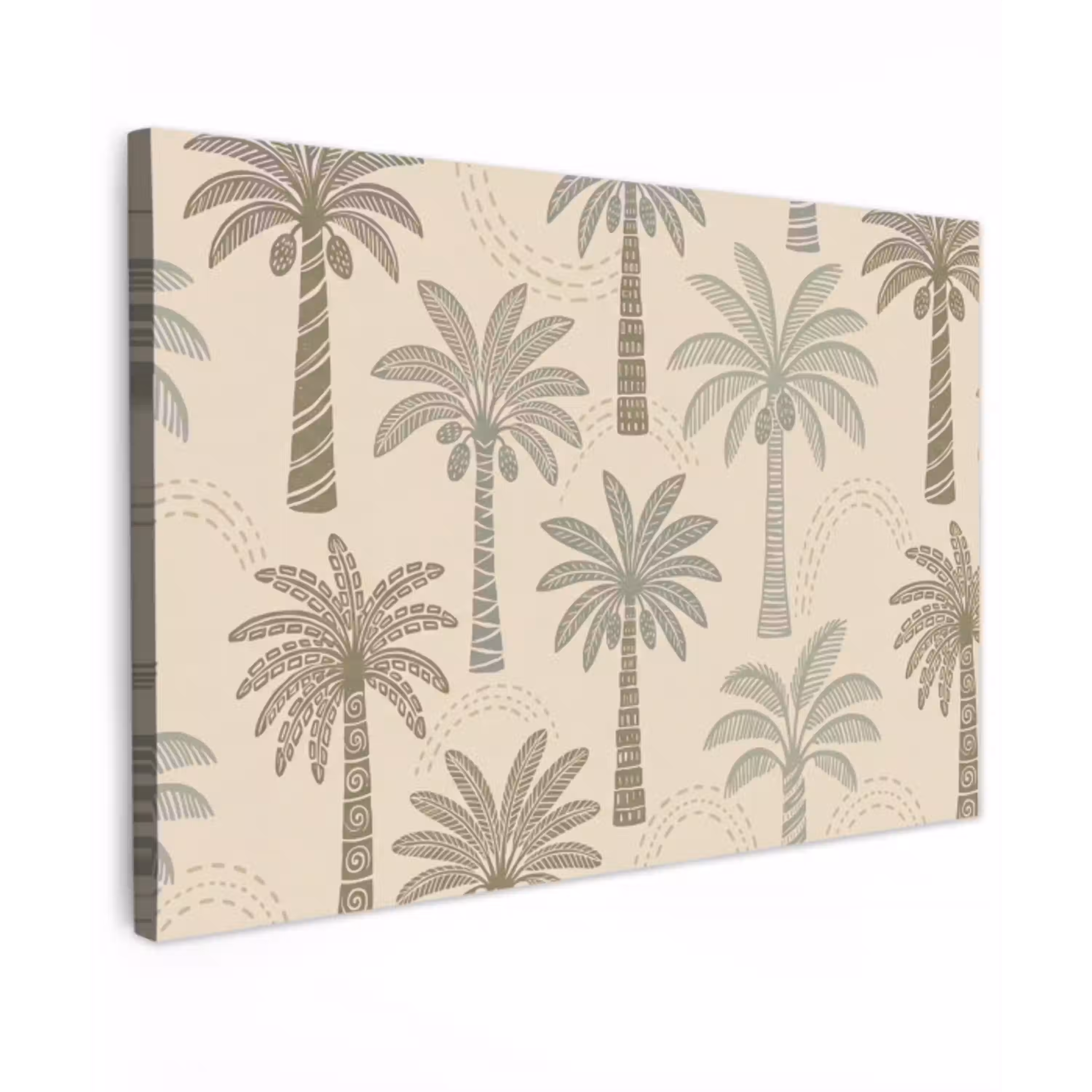 Palmbomen - Patroon - Tropisch - Beige canvas 2cm klein -z3d
