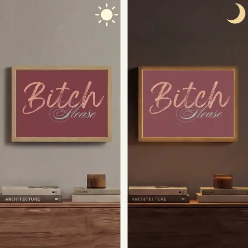 Bitch please - Rood - Blauw Light Box met batterij (Wandlamp) middel -sfeer3