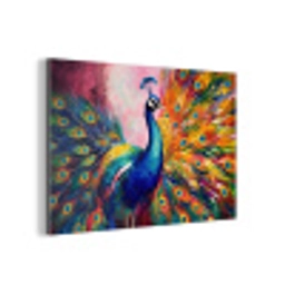 Pauw - Dieren - Schilderij - Regenboog aluminium wit klein -3d