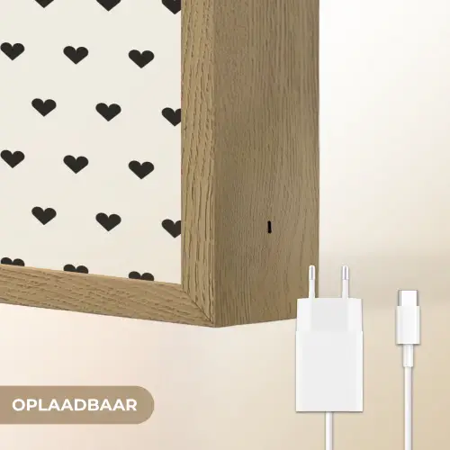 Valentijn - Hart - Wit - Zwart Light Box met batterij (Wandlamp) middel 907 -USP_websiteoplaadbaarNL