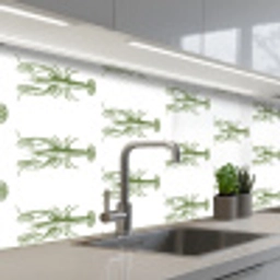 Kreeften - Groen - Patroon keuken achterwand 2 middel -3d_schuin