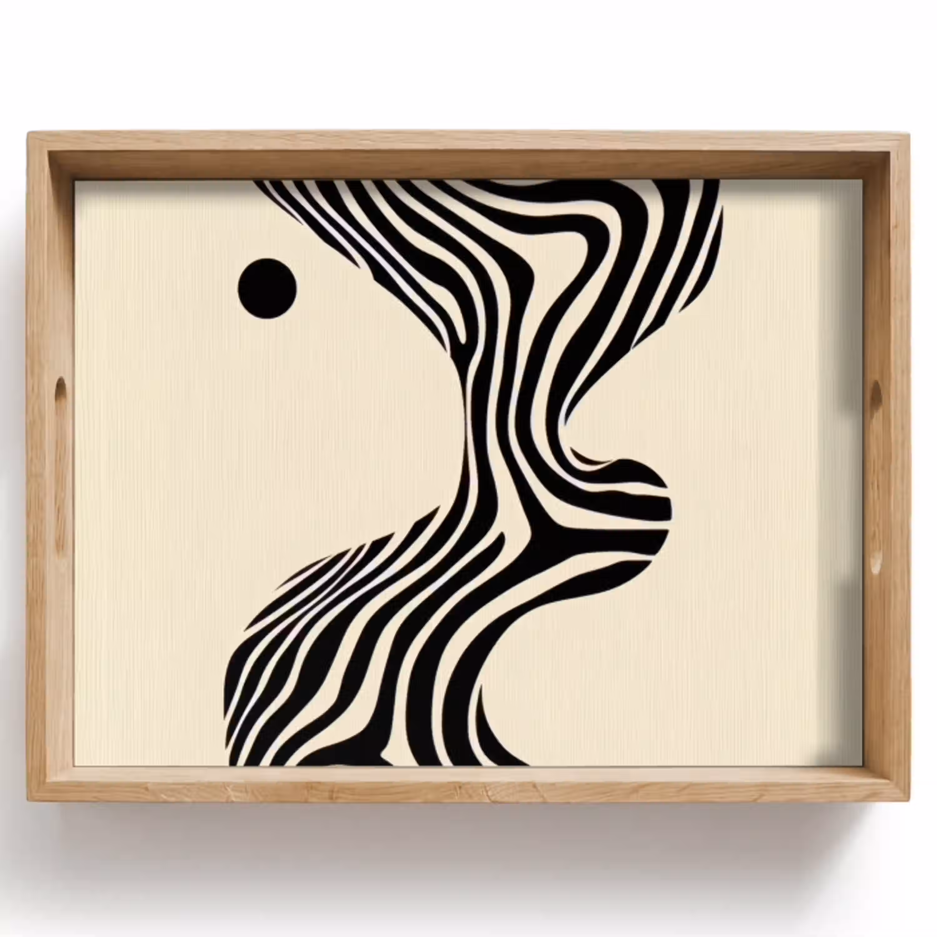 Beige - Lijnen - Golvend -  Abstract Dienblad Rechthoek middel -z3d_shopping
