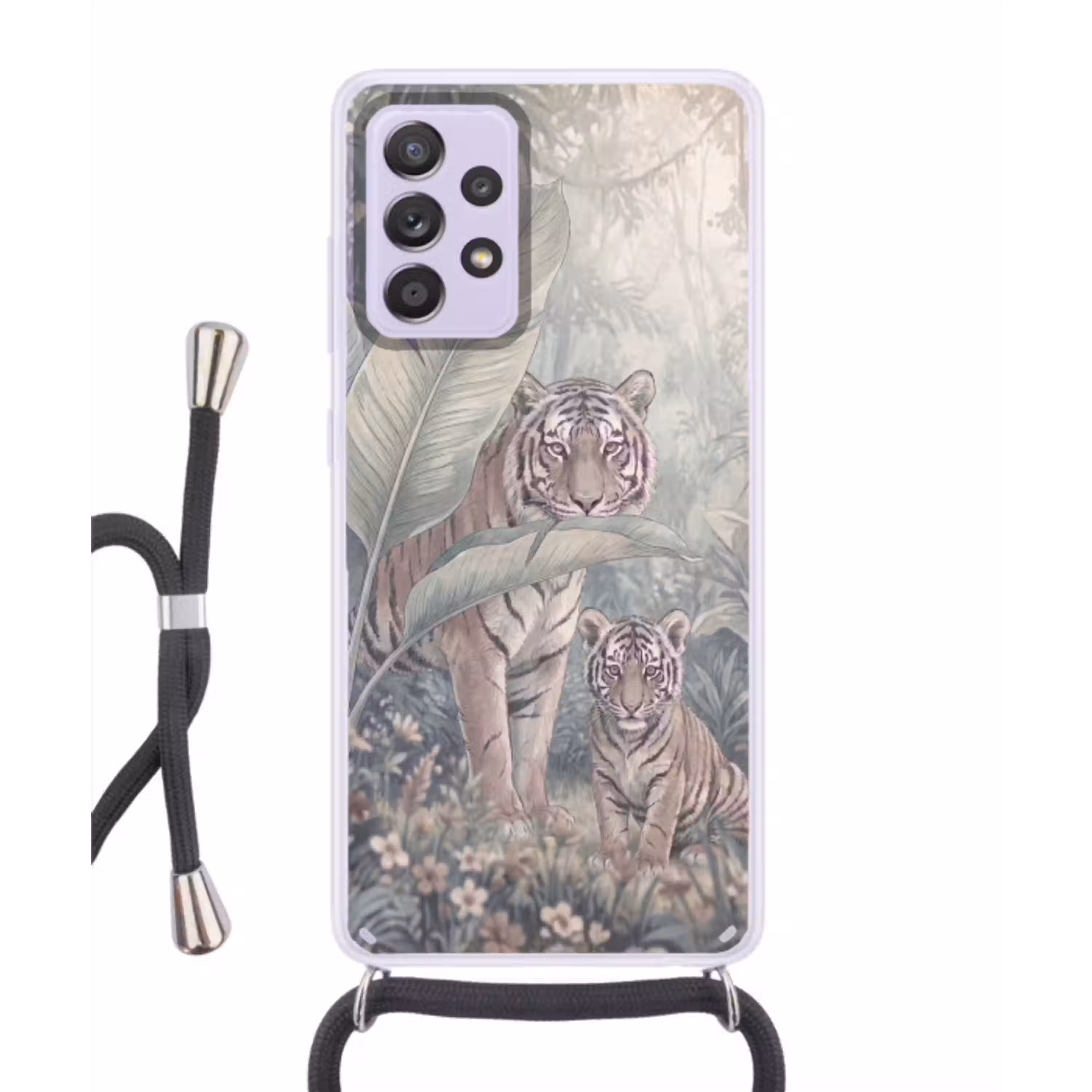Tijger - Welp - Jungle - Illustratie - Dieren Hoesje Samsung Galaxy A52 5G met koord klein -3d
