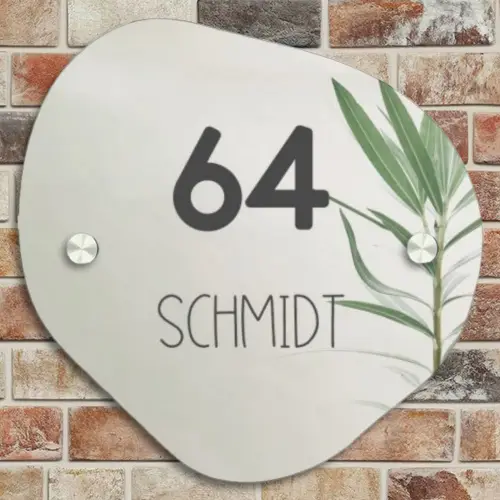 Lichtbeige met plant - Modern Naambord Organisch middel -sfeer10