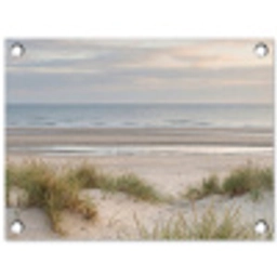 Zandstrand - Bewolkt - Duinen tuinposter los doek klein -3d