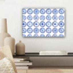Borden - Bloemen - Patroon - Blauw canvas 2cm klein 34 -sfeer6
