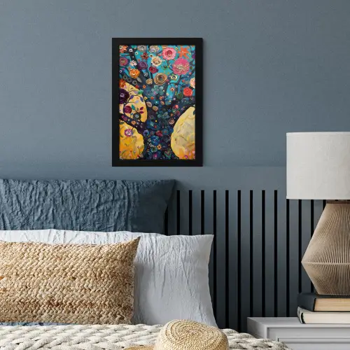 Boom - Levensboom - Kleurrijk - Bloemen - Modern fotolijst zwart zonder passe partout klein -sfeer3