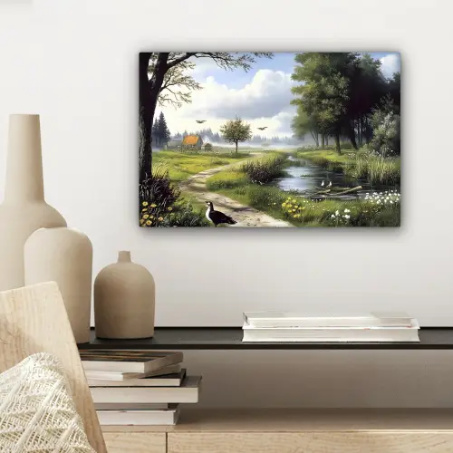 Zandpad - Groen landschap - Water canvas 2cm klein -sfeer6