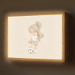 Meisje - Voetbal - Beige Light Box met batterij (Wandlamp) middel -z3d_website