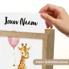 Giraf - Baby - Dieren - Roze ballon Light Box met kabel (Kinderlampje) klein -USP_websiteprintNL