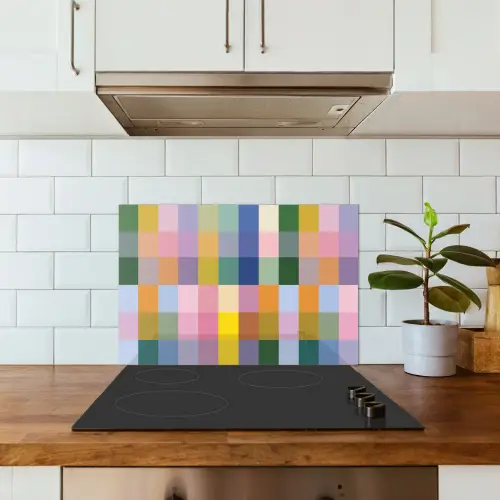 Blokken - Vierkant - Patroon - Gekleurd keuken achterwand spatscherm klein -sfeer2